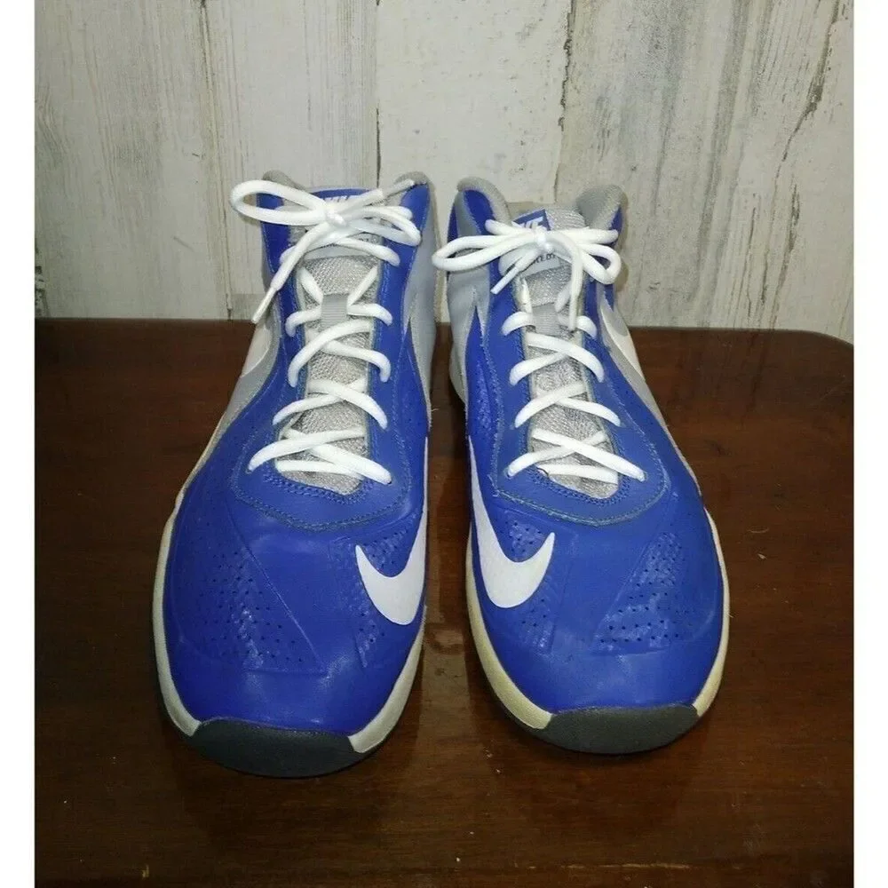 Nike Youth Team Hustle Basketball Shoes Blue 747998-400 Size 7 Hi Top